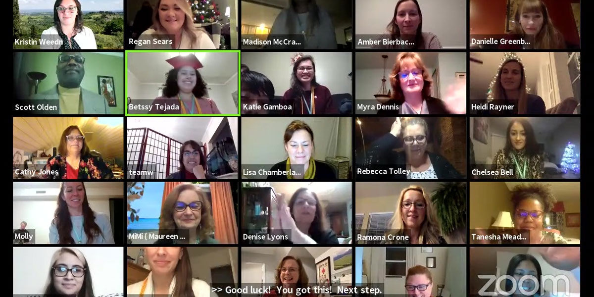 Zoom call of nursing pinning ceremony.