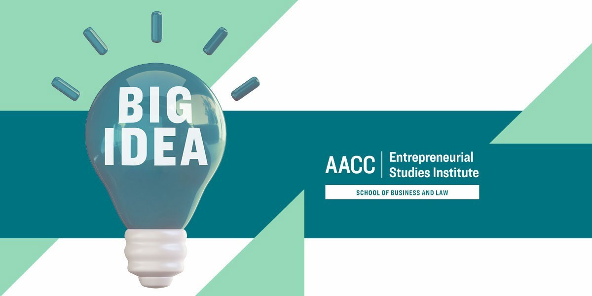 A lightbulb with the words Big Idea on it. The words AACC Entrepreneurial Studies Institute also appear on the graphic.