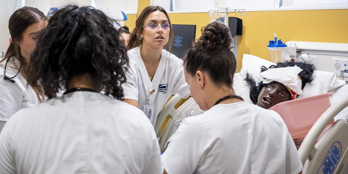Nursing student in a simulation lab.